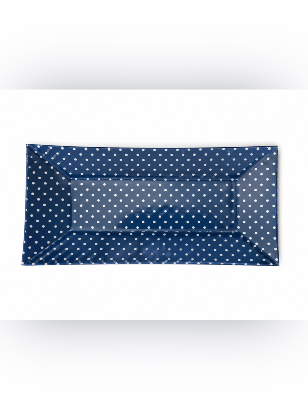 Polka Dot Navy Decorative Glass Tray - Home Accents